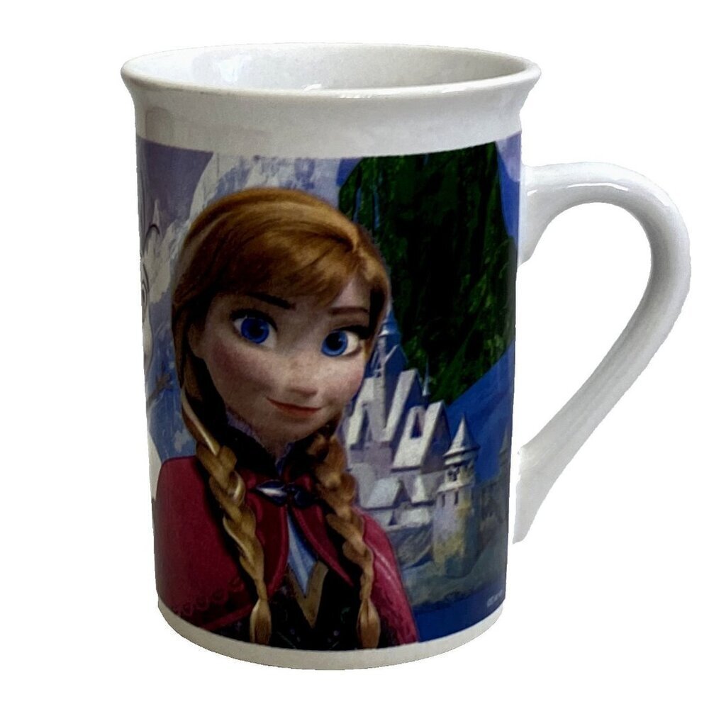 Disney Frozen Anna Elsa Olaf Ceramic Mug Coffee Cup White Multi Color 2014